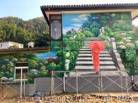 手绘壁画_墙体彩绘_手绘墙_大型新农村文化墙