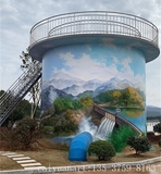 手绘墙画_水坝观景台实景壁画_墙体手绘设计-彩圆装饰公司