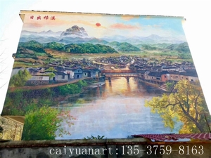 墙绘壁画_江西南昌上饶新农村古城文化墙-彩圆装饰壁画公司