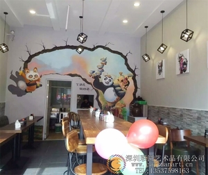 gcal_cy_ctqh-003龙华清湖面馆墙绘_餐厅墙绘_功夫熊猫3D墙绘壁画-彩圆装饰公司