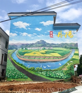 墙绘墙画_江苏丹陽实景文化墙宣传壁画墙体墙绘-彩圆装饰设计