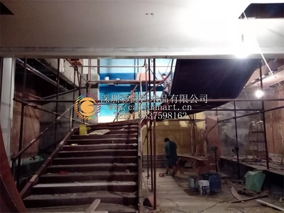 cpzs_jd_ch-003休闲会所酒店楼梯背景墙彩绘_墙画涂鸦_手绘3D画-彩圆墙绘公司