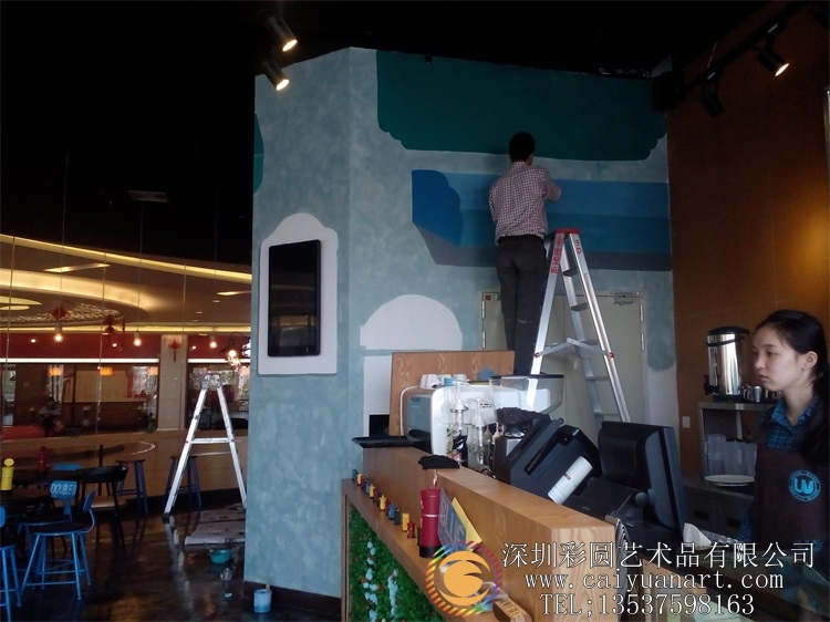 深圳北站餐厅彩绘壁画_咖啡厅3D壁画02.jpg