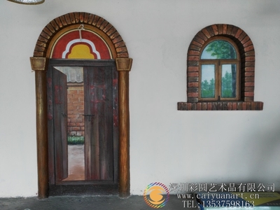cpzs_ct_ch-001餐厅彩绘3d壁画_墙绘涂鸦墙画_浮雕墙体手绘-彩圆设计