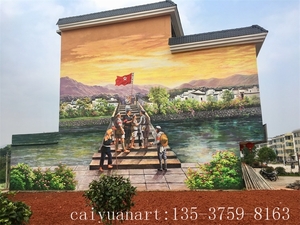 墙绘墙画_惠州河源新农村墙体墙绘红色革命文化墙-彩圆壁画报价