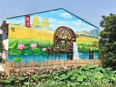 墙绘壁画_重庆石柱西沱农村田园文化墙_墙体墙画-彩圆装饰